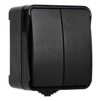 Выключатель Smartbuy 2кл. IP54, 10А, Сатурн, черн