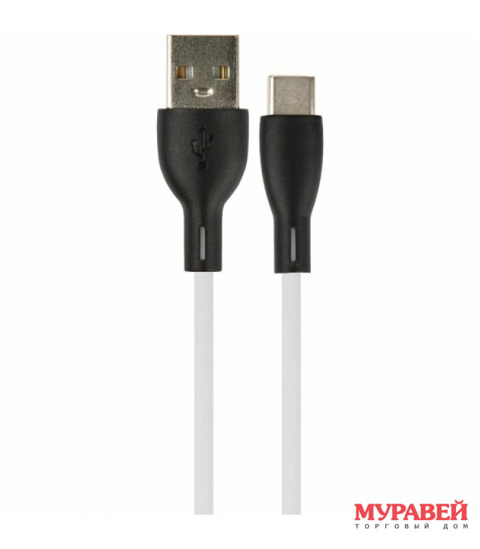 Кабель PERFEO USB A вилка C вилка, 2,4А, белый,