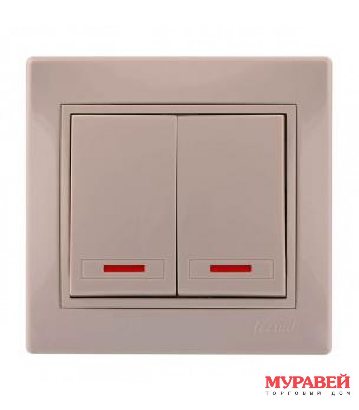 Выключатель 2 кл с подсв крем LEZARD 701−0303−112