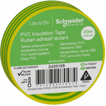 Изоляционная лента Schneider 19 мм х 20 м желто-зе