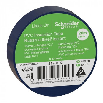 Изоляционная лента Schneider 19 мм х 20 м синяя