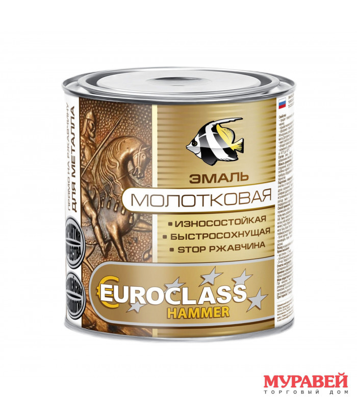 Эмаль молотковая 2,5 кг зеленая EUROCLASS