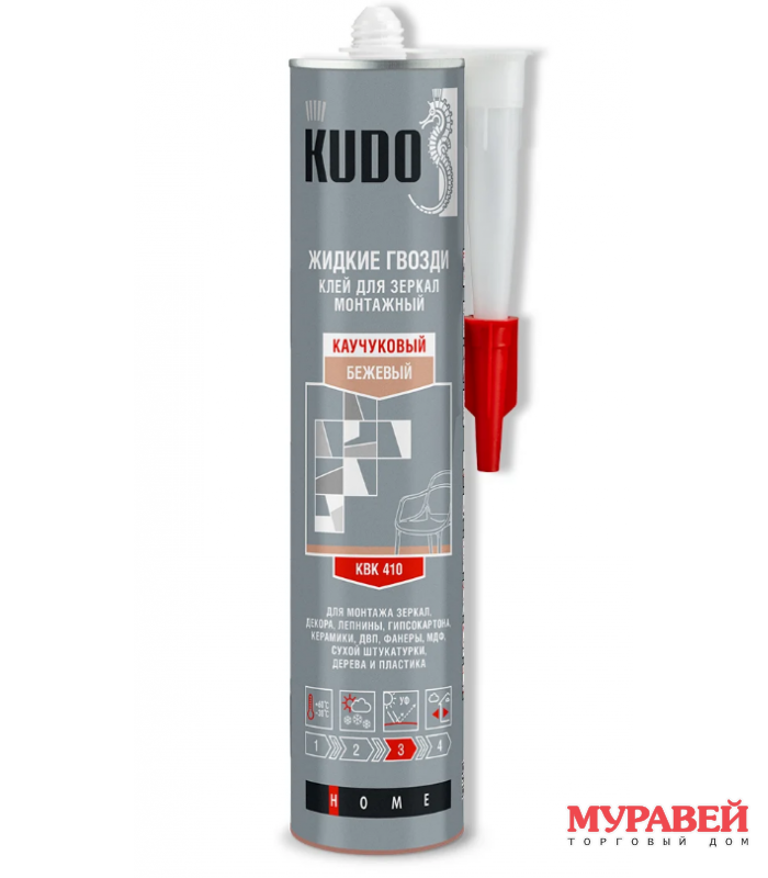 Клей монтажный каучуковый для зеркал 300 мл KUDO