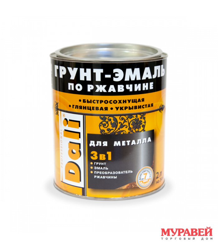 Грунт-эмаль по ржавчине RAL6005 зеленый мох 2 л Dali Грунт-эмаль по ржавчине RAL6005 зеленый мох 2 л Dali