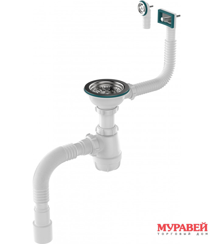 Сифон Aquant, для мойки 3 1/2" х 40 с прямоуг / кр Сифон Aquant, для мойки 3 1/2" х 40 с прямоуг / кр
