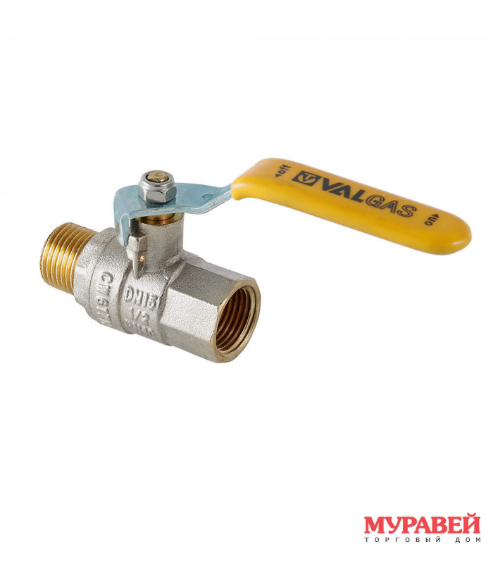Кран шаровой газовый 1/2" РВ/РН рычаг