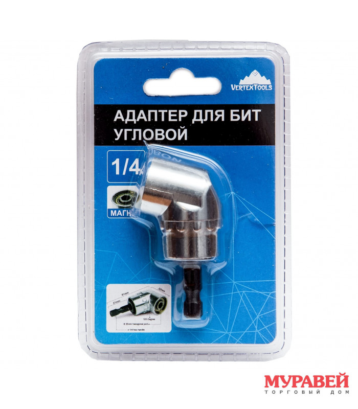 Редуктор для бит угловой 1/4 61мм VERTEXTOOLS Редуктор для бит угловой 1/4 61мм VERTEXTOOLS